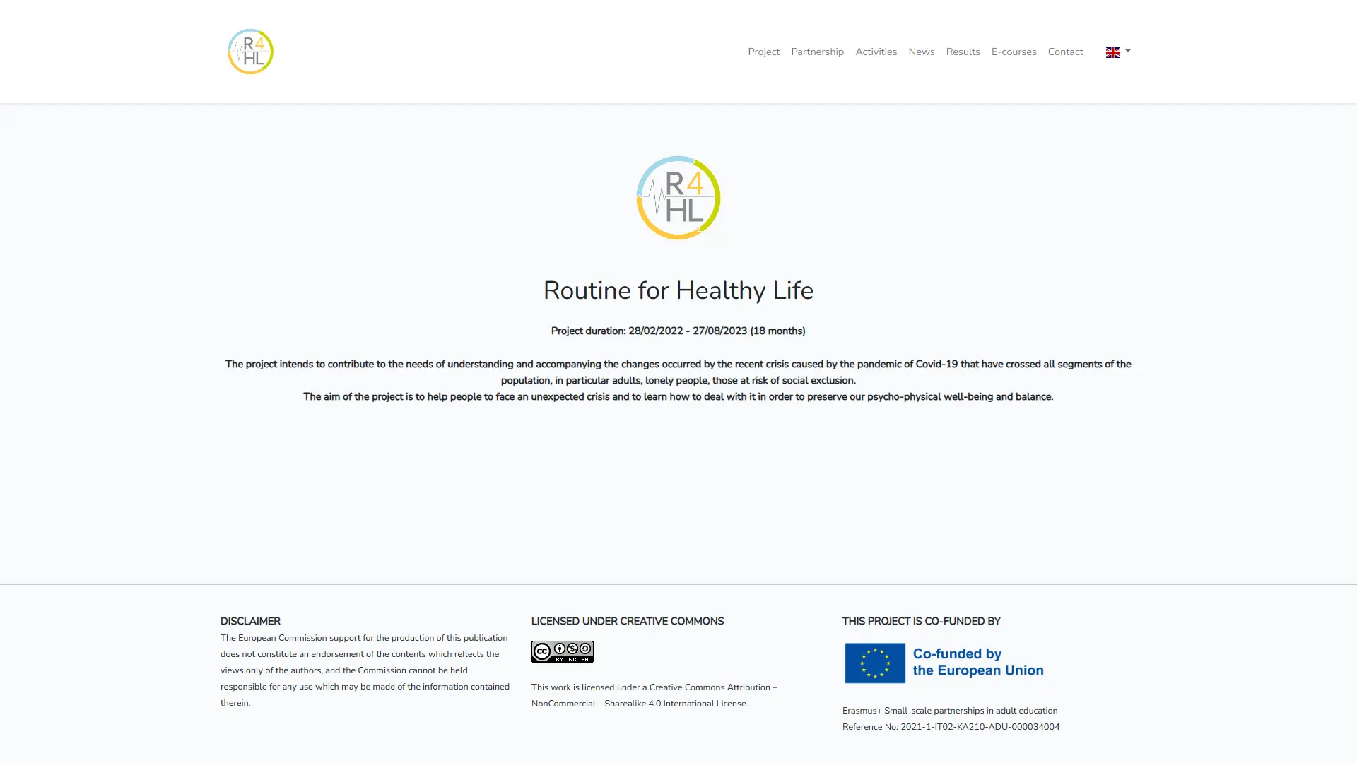 Ukázka webu forhealthylife.eu